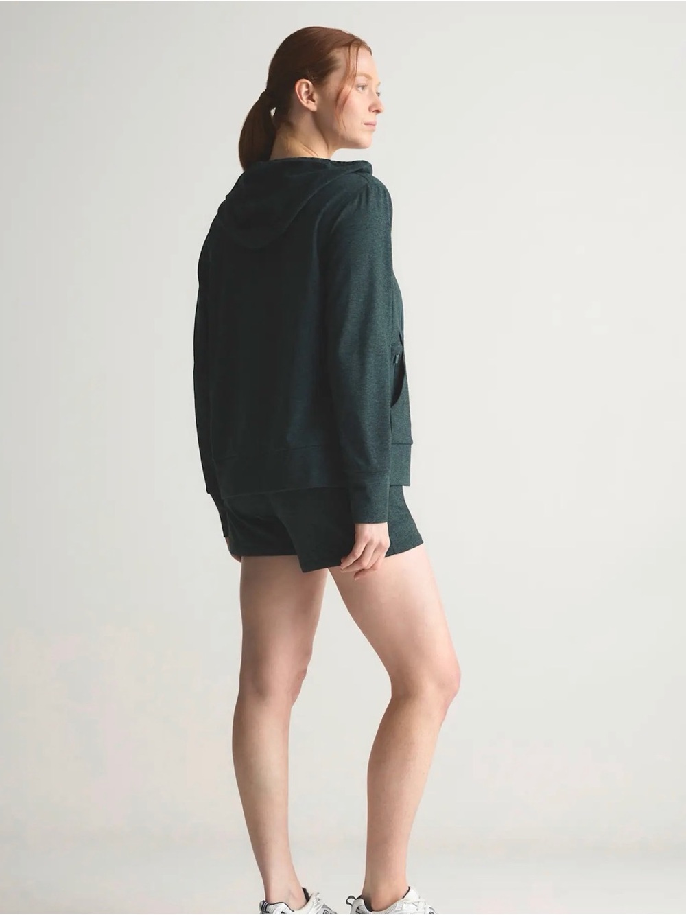 Quince Flowknit Full-Zip Hoodie in Heather Green Size Small - Picture 3 of 7